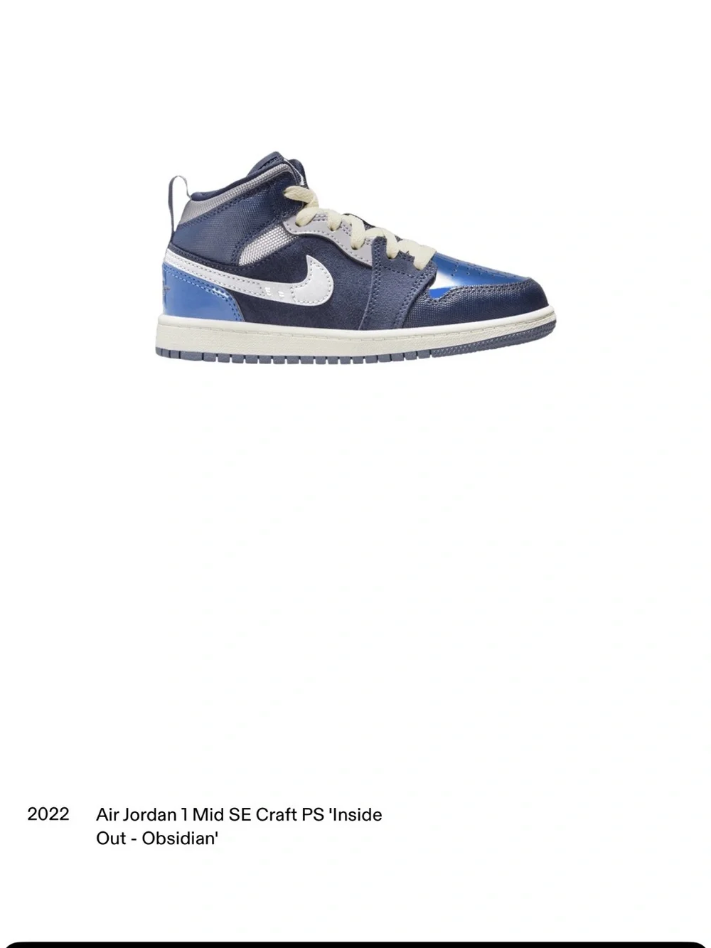Nike Kids Air Jordan 1 Mid SE Craft PS Navy and White